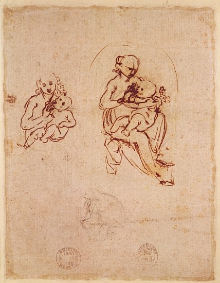Study for the Virgin and Child, c.1478-1480 (ink and pencil on paper) à Léonard de Vinci