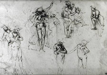 Study of nude men à Léonard de Vinci