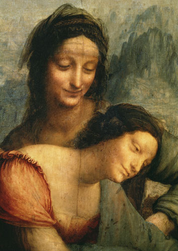 The Virgin and Child with St. Anne, detail of the Virgin and St. Anne à Léonard de Vinci