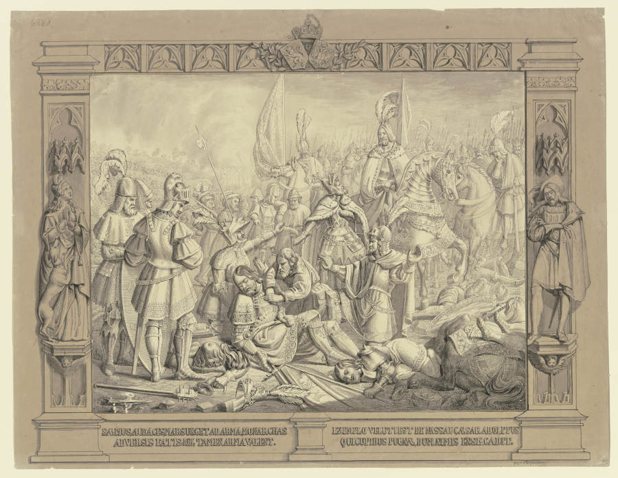 Tod des Kaisers Adolf von Nassau in der Schlacht bei Gellheim im Jahre 1298 à Leonhard Diefenbach