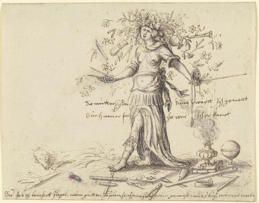 Allegorische Frauengestalt mit einem Blumenkranz im Haar à Leonhardt Flegel