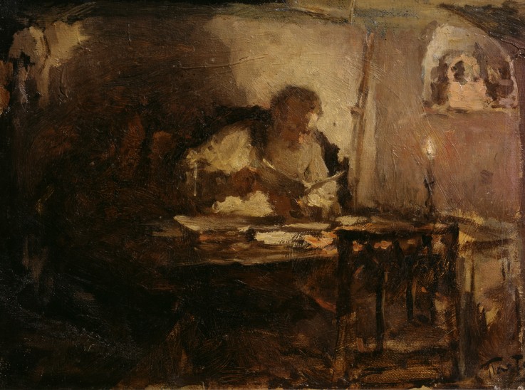 Leo Tolstoy in his Study room à Leonid Ossipowitsch Pasternak