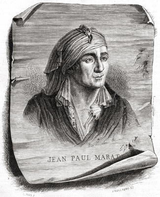 Portrait of Jean Paul Marat (1743-93) engraved by Jean Baptiste Amedee Guillaume (1822-93) (engravin à Leopold Mar