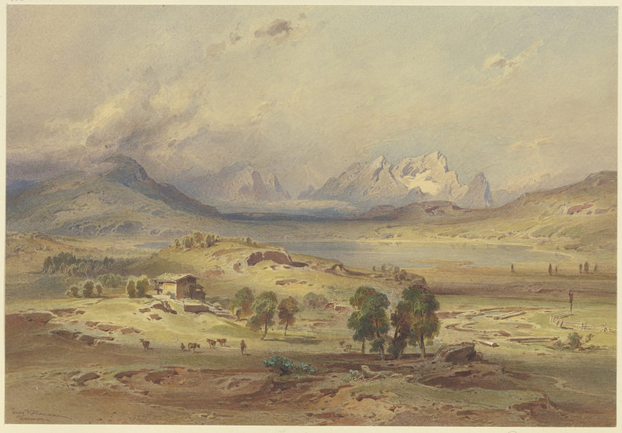 Barmsee mit der Zugspitze à Leopold Rottmann