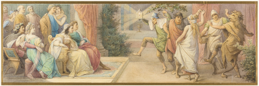 Das Herrscherpaar Theseus und Hippolyta, die Brautpaare Demetrius und Helena sowie Lysander und Herm à Leopold von Bode