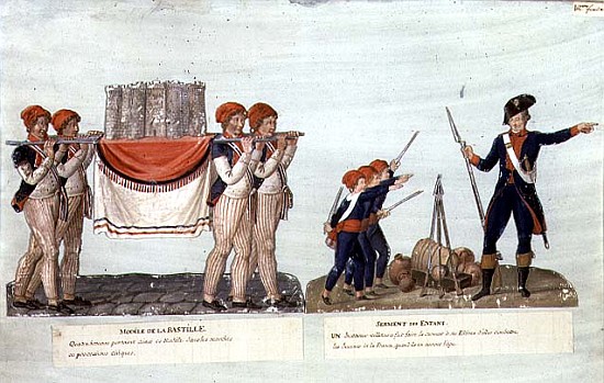 Carrying of the Model of the Bastille and Soldier giving a Lecture to the Children, c.1790 à Frères Lesueur