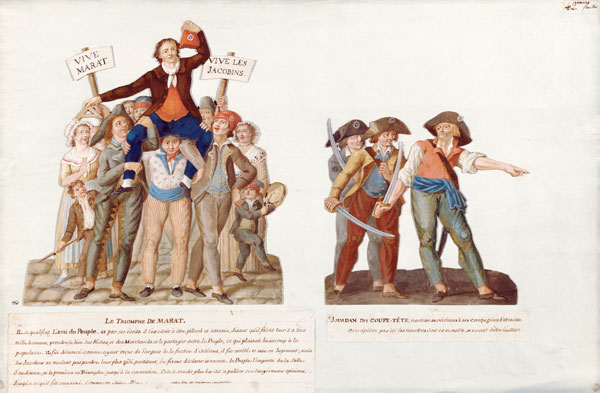 The Triumph of Marat and Camille Jordan said ''Cut off their Heads'', c.1792 (gouache on card) à Frères Lesueur