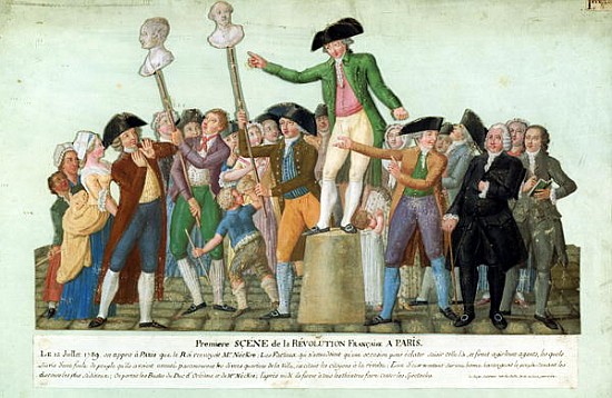 The Beginning of the French Revolution, 12 July 1789, Paris (gouache on card) à Frères Lesueur