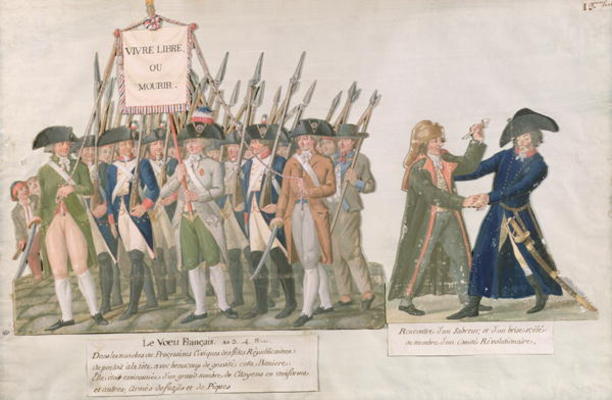 The French Vow 'Long Live Freedom or Die'; the Meeting of a Swordsman and a Member of the Revolution à Frères Lesueur