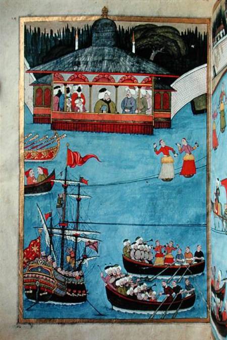 TSM A.3593 Nautical Festival before Sultan Ahmed III (1673-1736) from 'Surname' by Vehbi à Levni