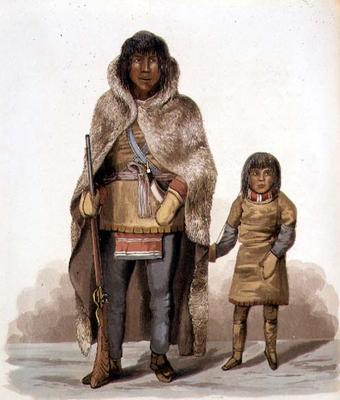 Portrait of Akaitcho and his Son, from 'Narrative of a Journey to the Shores of the Polar Sea in the à Lieutenant Hood