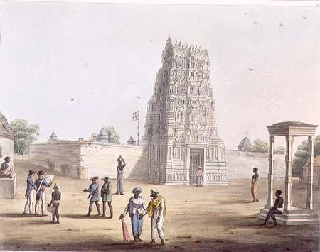 A Pagoda at Strupermador, plate 23 from 'Pictorial Scenery in the Kingdom of Mysore', engraved by H. à Lieutenant James Hunter