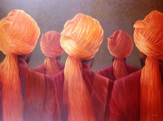 All Five Heads (oil on canvas)  à Lincoln  Seligman