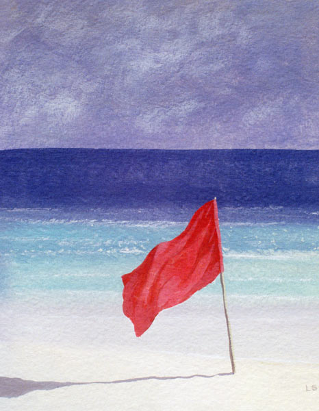 Beach Flag - Storm Warning, 1985 (acrylic on paper)  à Lincoln  Seligman