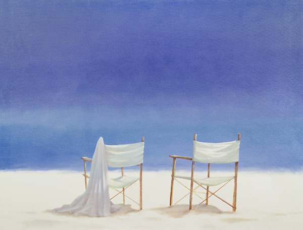 Chairs on the beach, 1995 (acrylic on canvas)  à Lincoln  Seligman