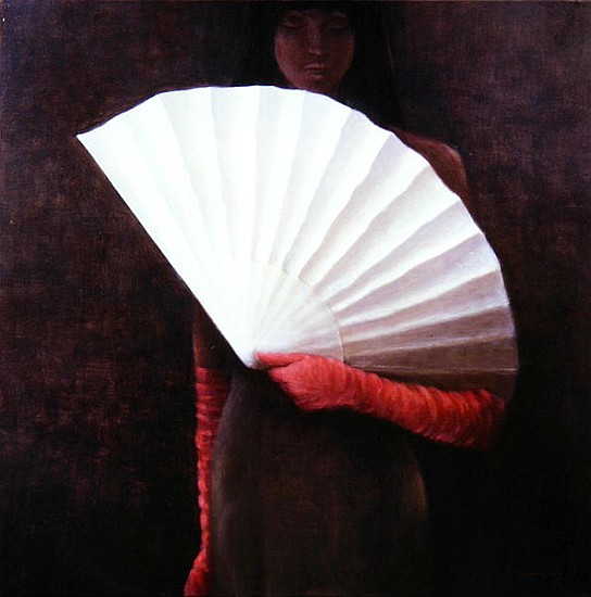 Girl with White Fan (oil on canvas)  à Lincoln  Seligman