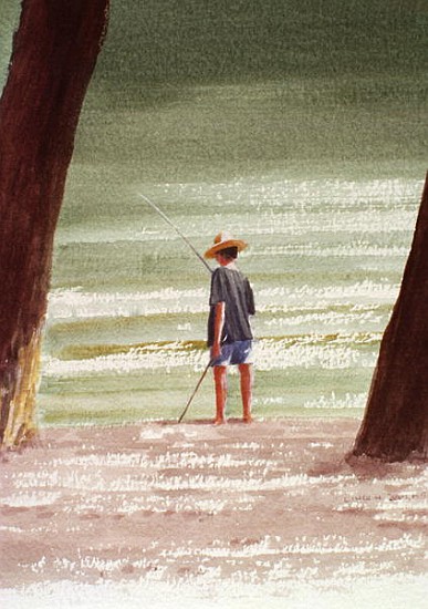 Henry Fishing, 1990 (acrylic on paper)  à Lincoln  Seligman