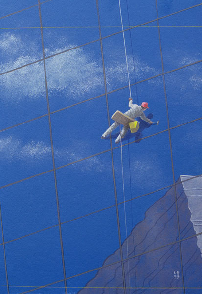 Window Cleaner, 1990 (acrylic on paper)  à Lincoln  Seligman
