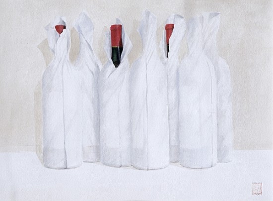 Wrapped bottles 3, 2003 (acrylic on paper)  à Lincoln  Seligman
