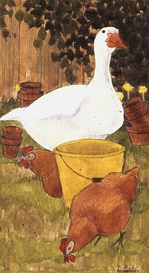 Duck and Hens  à Linda  Benton