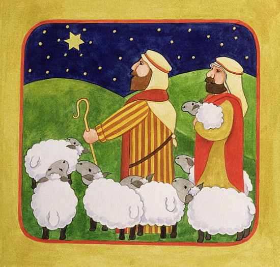 The Shepherds (gouache on paper)  à Linda  Benton