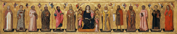 Thronende Madonna mit Kind und dem Stifter, zwölf Heiligen und Propheten à Lippo Memmi