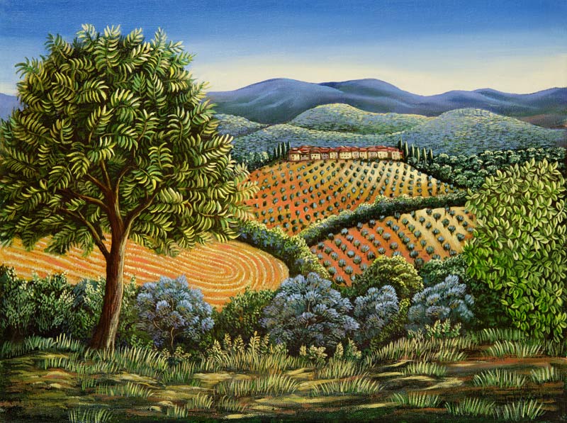 Tuscan hilltop village, 1990  à Liz  Wright