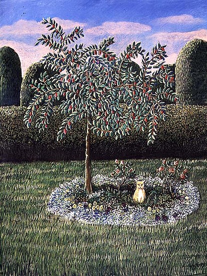 Cat under a plum tree, 1988 (pastel)  à Liz  Wright