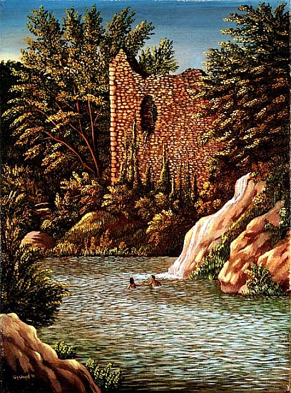 Roman Baths in Tuscany, 1990 (panel)  à Liz  Wright