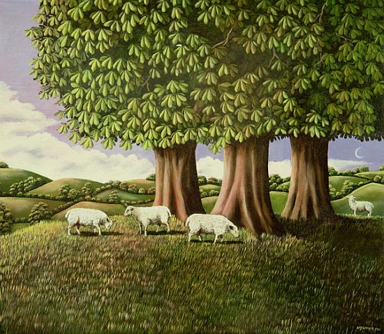 Sheep under the Chestnut Trees, 1981 (panel)  à Liz  Wright