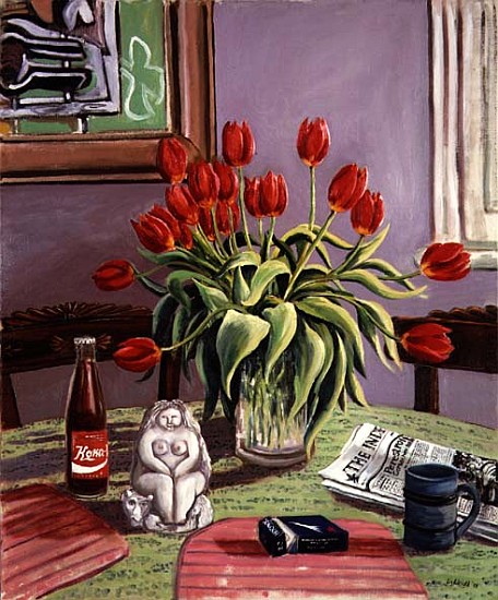 Still life of Tulips and Russian Coke, 1988  à Liz  Wright