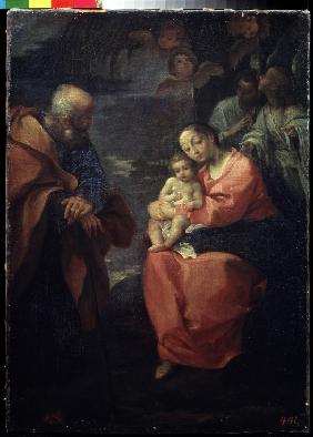 The Holy Family beneath a palm tree (Rest on the Flight into Egypt)