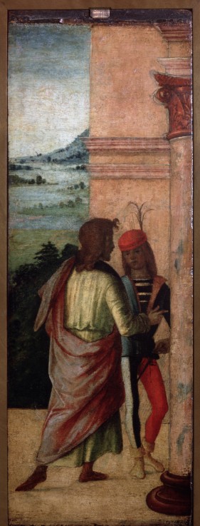 Two Young Men at a Column à Lorenzo Costa