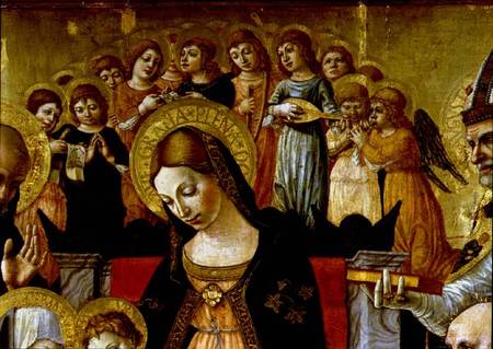 The Marriage of Saint Catherine of Siena, detail of the head of the Virgin and angels à Lorenzo d'Alessandro  da Severino II