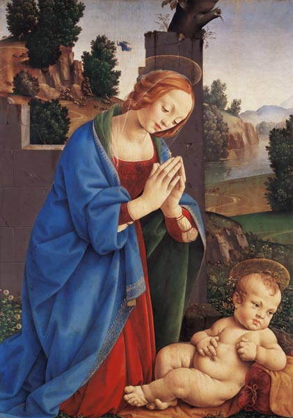 The Virgin Adoring the Child, 1490-1500 à Lorenzo di Credi