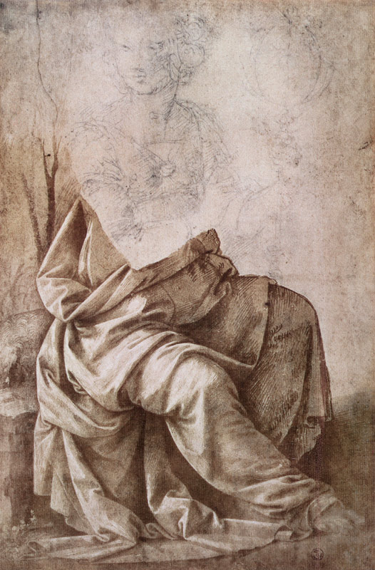 Study of a figure representing Astronomy (pen & ink with wash) à Lorenzo di Credi
