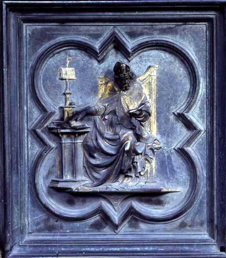 St Ambrose, panel E of the North Doors of the Baptistery of San Giovanni à Lorenzo  Ghiberti