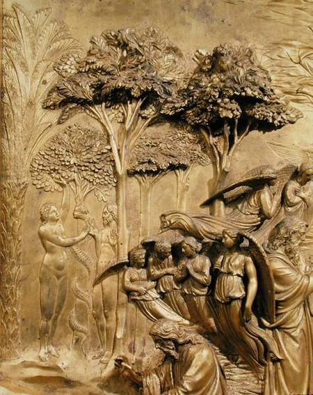 The Story of Adam, detail of The Temptation of Adam and Eve, from one of the original panels from th à Lorenzo  Ghiberti