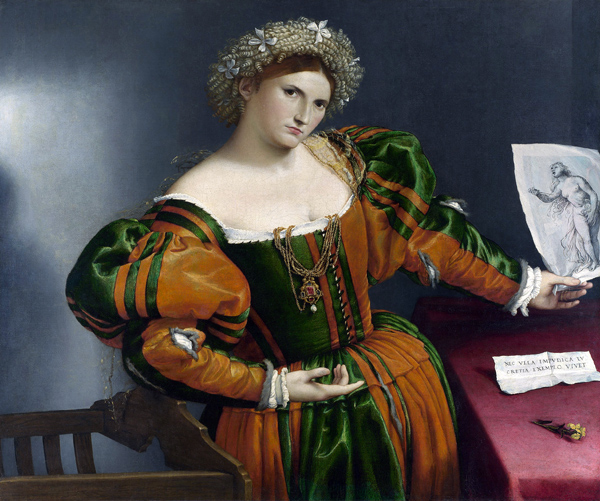 A Lady with a Drawing of Lucretia à Lorenzo Lotto