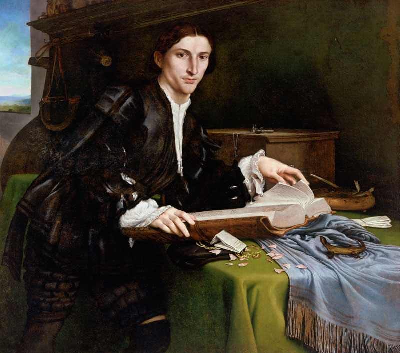 L.Lotto, Jeune homme ds cabinet travail à Lorenzo Lotto