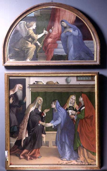 The Annunciation and The Visitation, two paintings constituting an altarpiece à Lorenzo Lotto