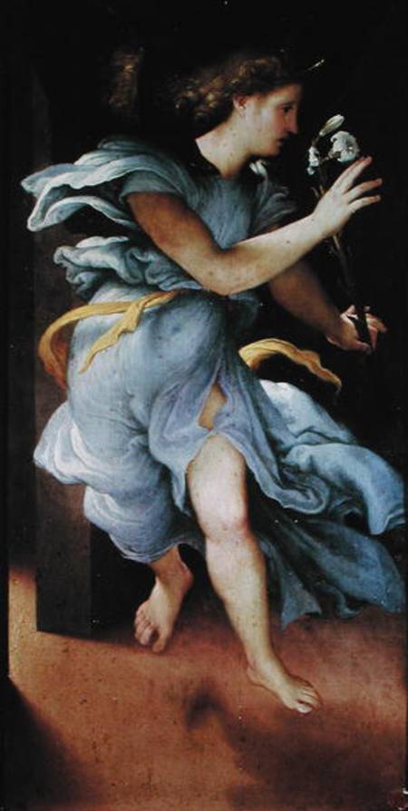 The Archangel Gabriel, left hand panel from the Annunciation à Lorenzo Lotto