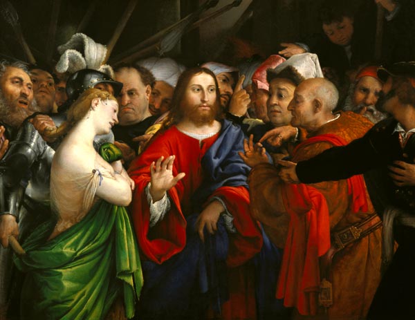 Christ and the Adulteress à Lorenzo Lotto