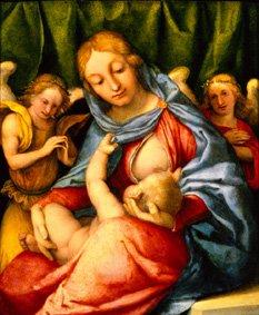 madonne avec l'enfant et des anges (madonne del Latte) à Lorenzo Lotto