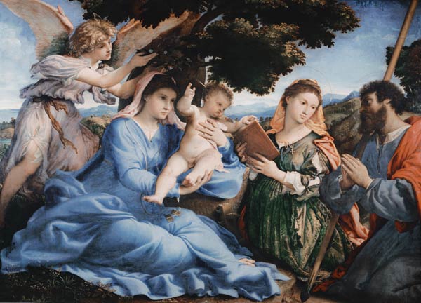 Marie avec l'enfant et le Sainte Catherine et Jacob à Lorenzo Lotto