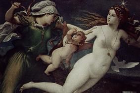 Le triomphe des Keuschheit. à Lorenzo Lotto