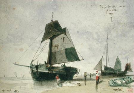Two Fishing Boats à Louis Adolphe Hervier