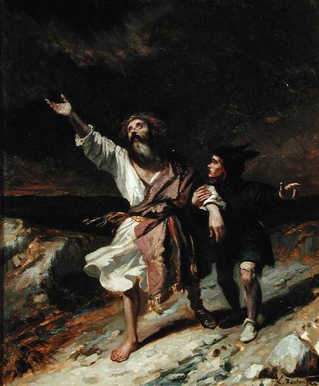 King Lear and the Fool in the Storm Act III Scene 2 from 'King Lear'  1836 à Louis Boulanger