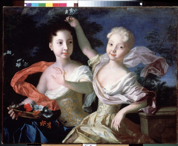 Portrait of Grand Duchesses Anna Petrovna (1708-1728) and Elisabeth Petrovna (1709-1761) à Louis Caravaque