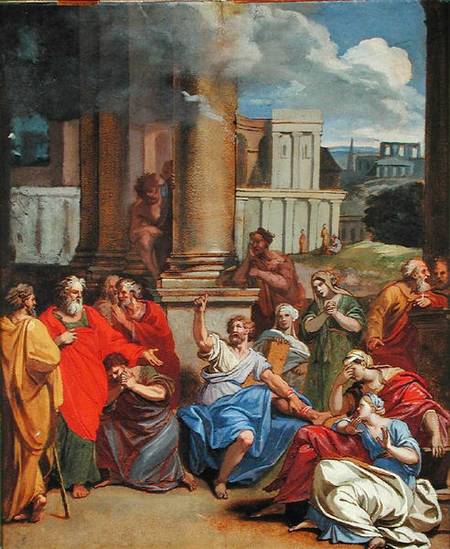 The Prophet Agabus Predicting St. Paul's Suffering in Jerusalem (oil & pastel on paper) à Louis Cheron